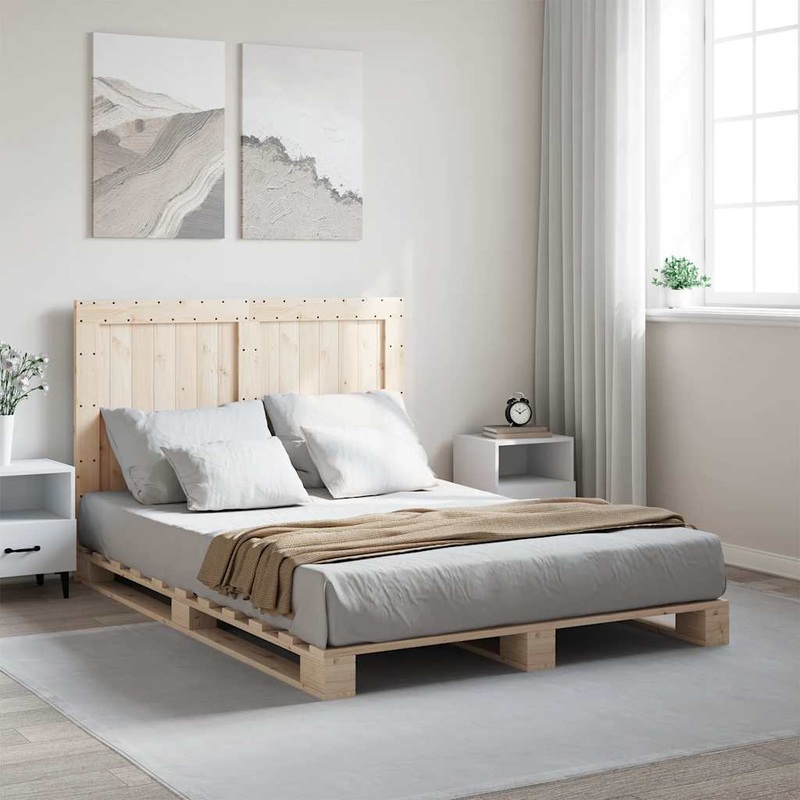 Cadre de lit sans matelas avec tte de lit bois massif