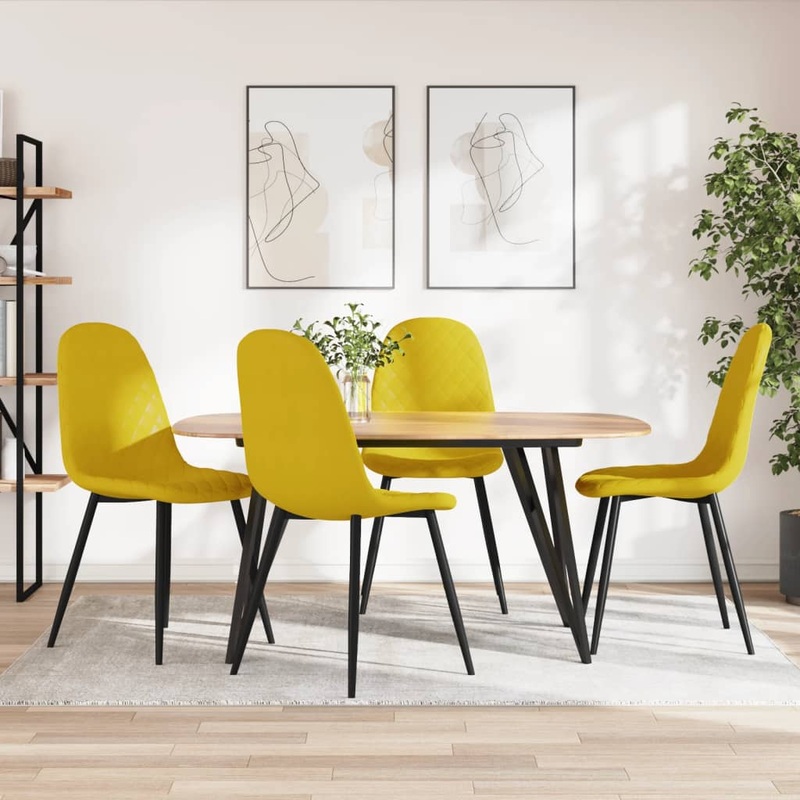 Chaises  manger lot de 4 Jaune moutarde Velours