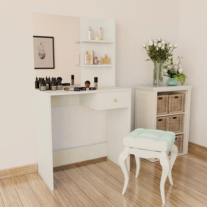 Coiffeuse Bois dingnierie 75x40x141 cm Blanc