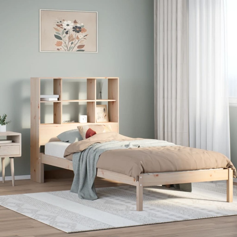 Lit bibliothque sans matelas 100x200 cm bois massif de pin
