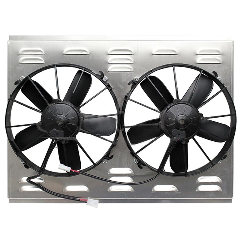 Z40076 Dual High CFM 12" Electric Fan & Shroud - 18 1/8 x 26 x 4 3/8