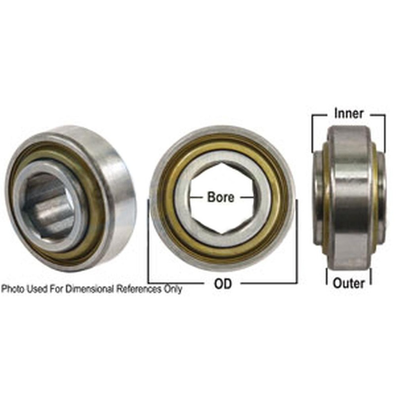 A-W208PP21-P-AI Disc Bearing; Cylindrical, Hex Bore, Pre-Lube