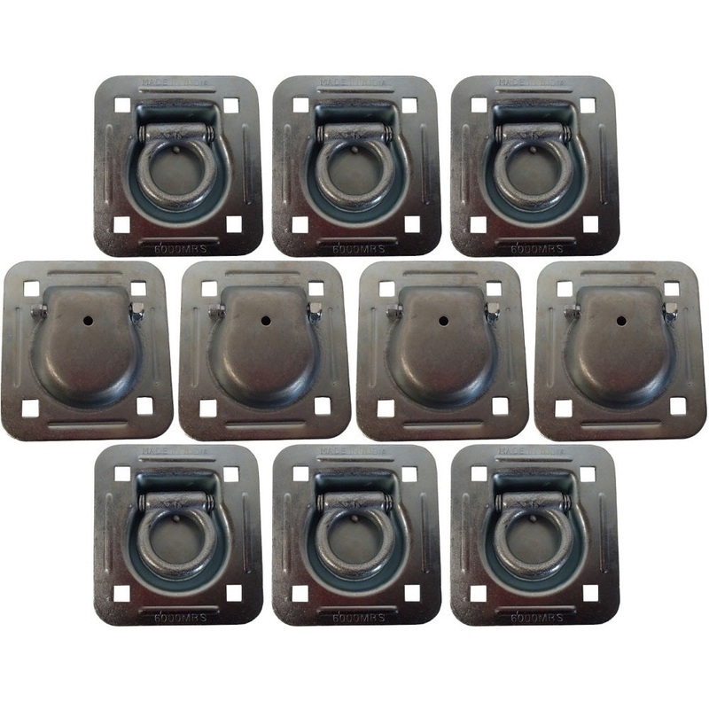 10 pk Flush Mount Recessed Ring Trailer Cargo Tie Down Control D-Rings 6000 lbs.