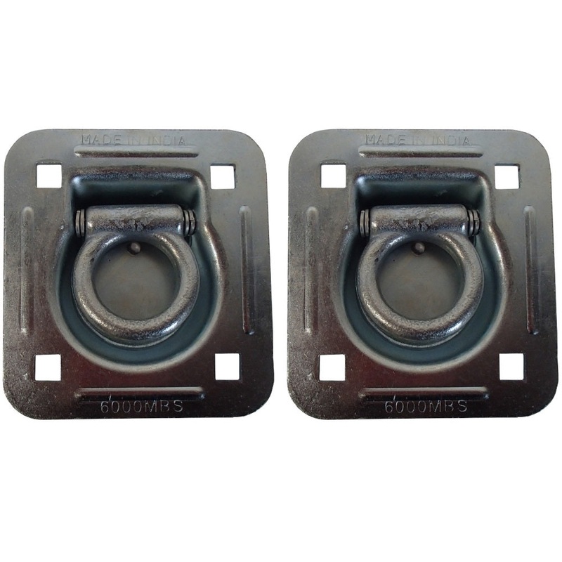 2 Flatbed Truck Cargo Trailer 6000lb Tie Down Strap Flush Mount Recessed D-Rings