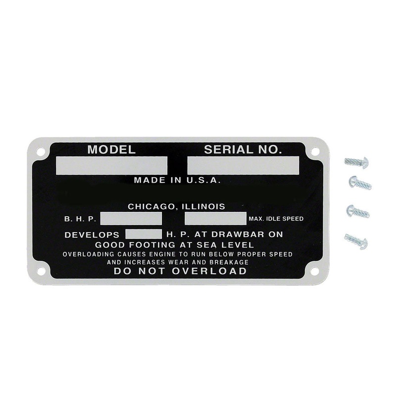 IHS762 Serial Number Tag - Fits International W30, W40, F12, F14, F20, F30