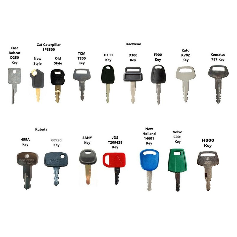 16-Piece Key Set Fits Bobcat Fits Caterpillar Fits Kubota Hitachi Komatsu Daewoo