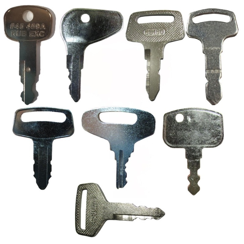 Tractor & Equipment Ignition Key Set - 8 Different Keys Fits Kubota Models
