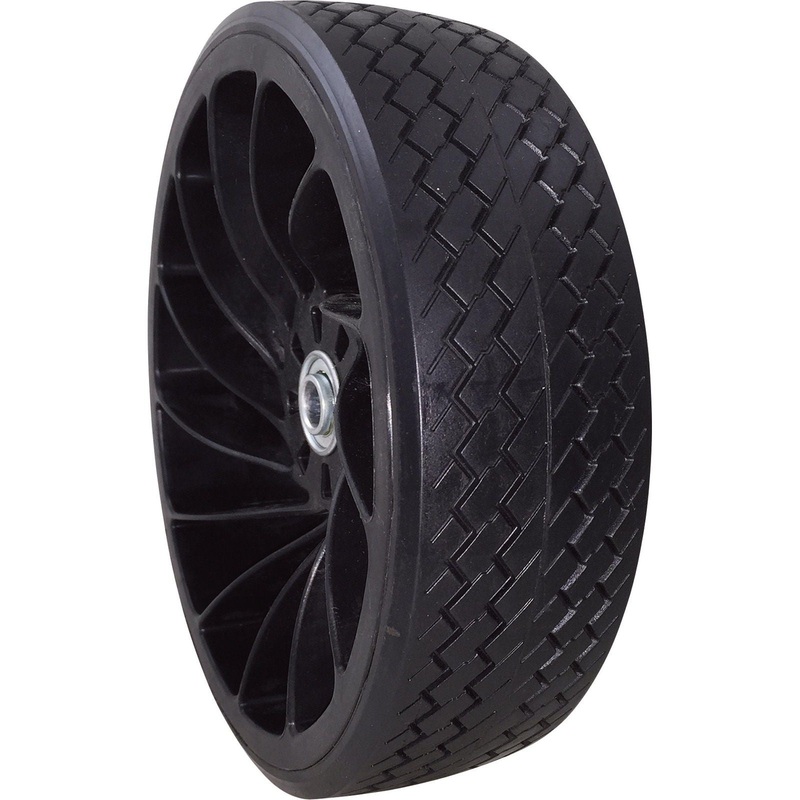 Flat-Free Plastic Flex Wheel w/Rubber Tread- 3/4in Bore 4.10/3.50-4in