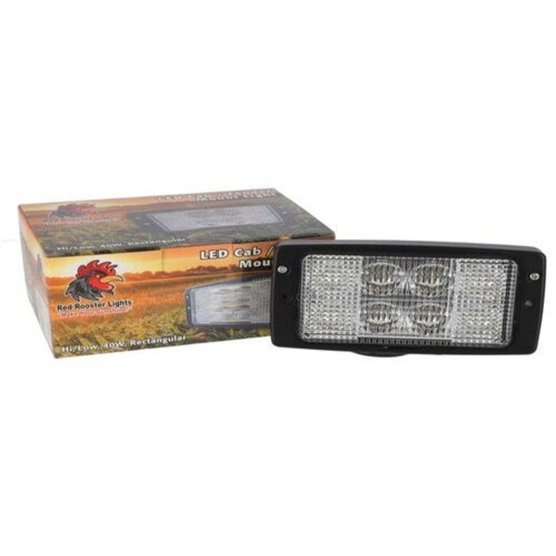 Red Rooster LED Cab / Fender Mount Light Rectangular Hi/Lo fits John Deere AZ41570 fits Massey Ferguson 4225 4235 4245 3713134M91