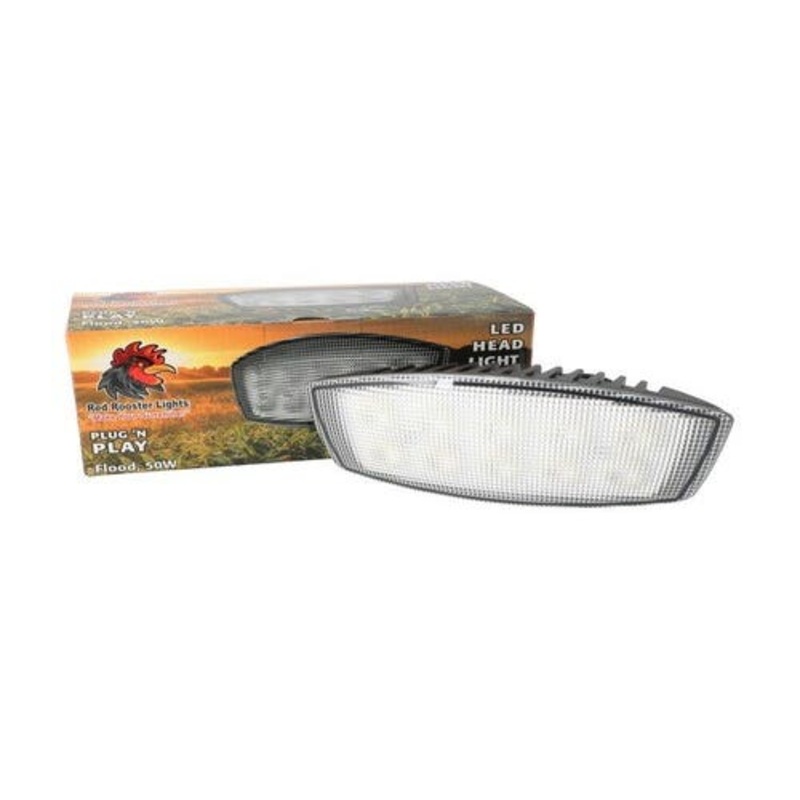 Red Rooster LED Head Light - Flood Beam - 50W fits Kubota L3240 L3540 L3560 L3940 L4060 L4240 L4740 L4760 L5240 L5460 L5740 L6060 M6S-111 TD170-75300