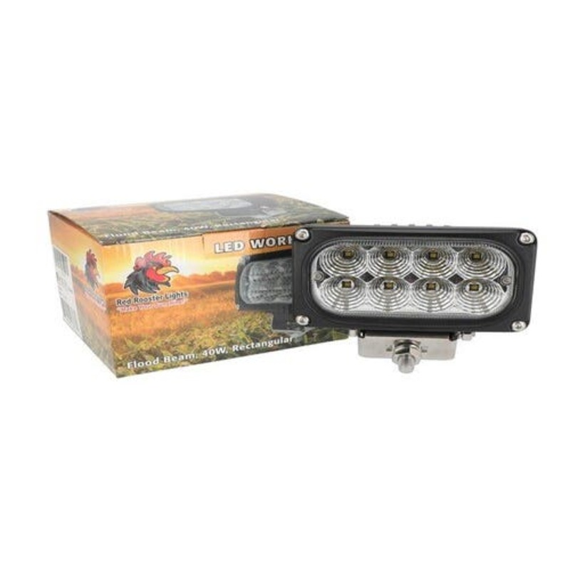 Red Rooster LED Work Light - 40W Rectangular Flood Beam