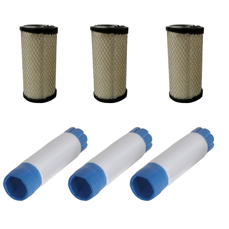 Three (3) Sets of Inner & Outer Air Filters Fits John Deere & Kohler Models