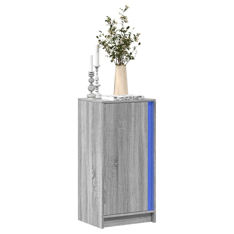 Buffet avec LED sonoma gris 42,5x34x85 cm bois d'ingnierie