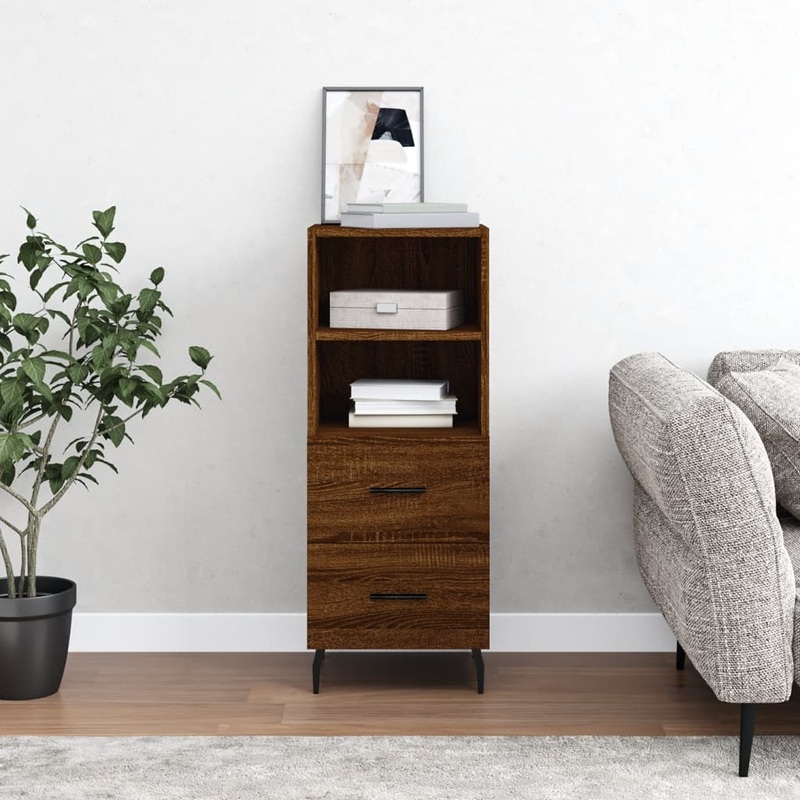 Buffet Chne marron 34,5x34x90 cm Bois d'ingnierie