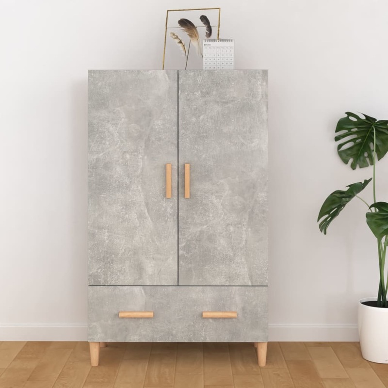 Buffet haut Gris bton 70x31x115 cm Bois d'ingnierie