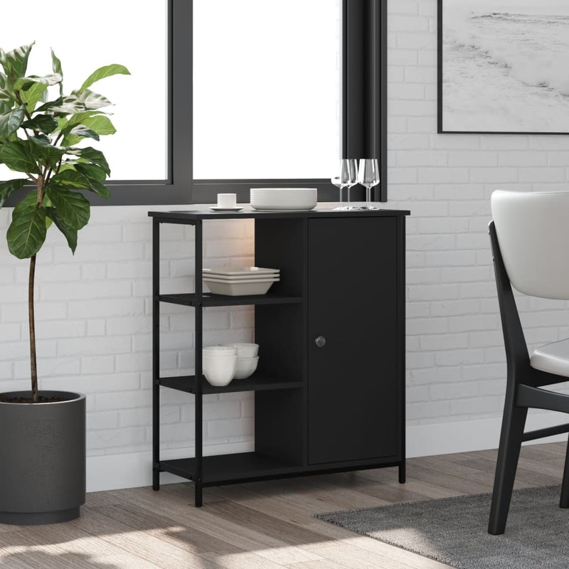 Buffet noir 70x30x80 cm bois d'ingnierie