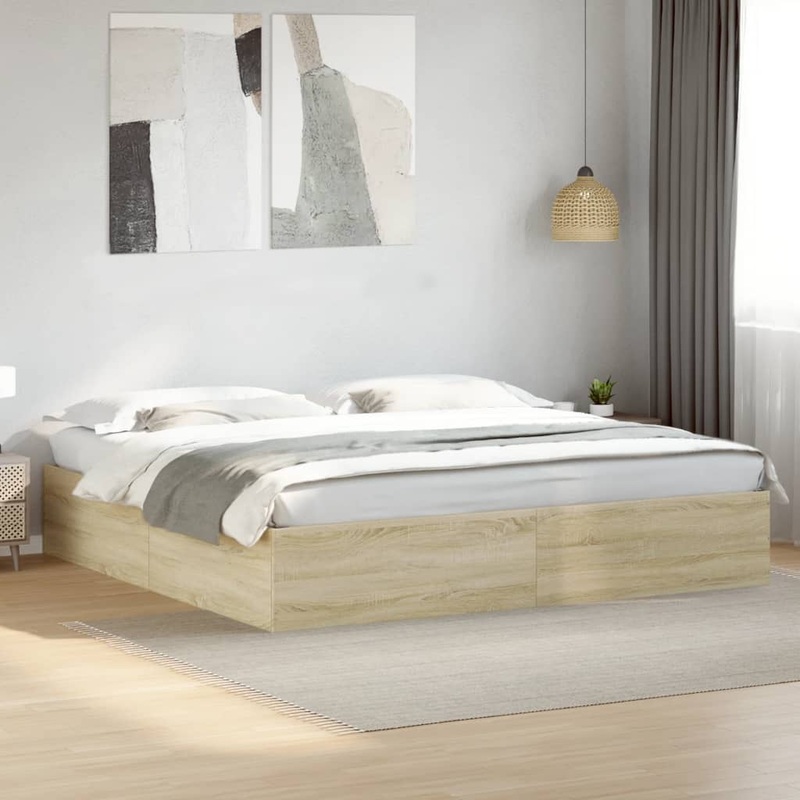 Cadre de lit sans matelas chne sonoma 200x200 cm