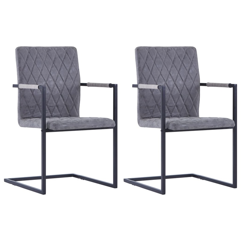 Chaises  manger cantilever lot de 2 gris fonc similicuir