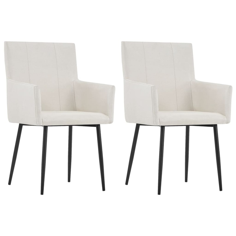 Chaises  manger et accoudoirs lot de 2 crme tissu