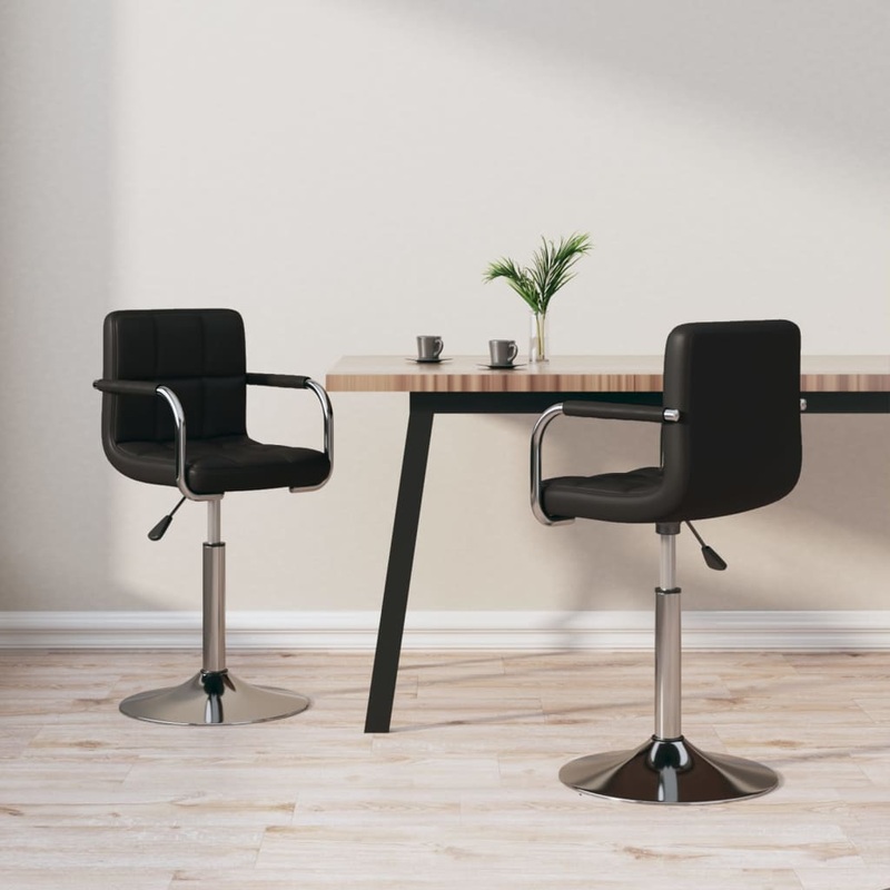 Chaises  manger pivotantes lot de 2 noir similicuir