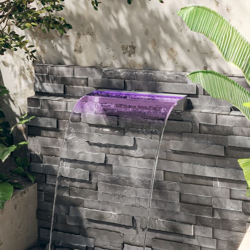 Dversoir pour cascade avec LED RVB Inox 60 cm