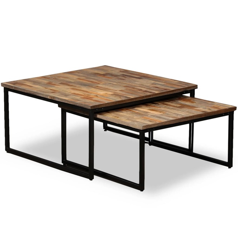 Ensemble de table basse gigogne 2 pcs Teck massif rcupration