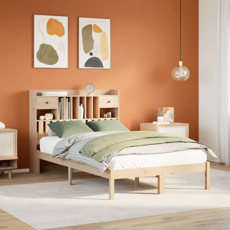 Lit bibliothque sans matelas 120x190 cm bois de pin massif
