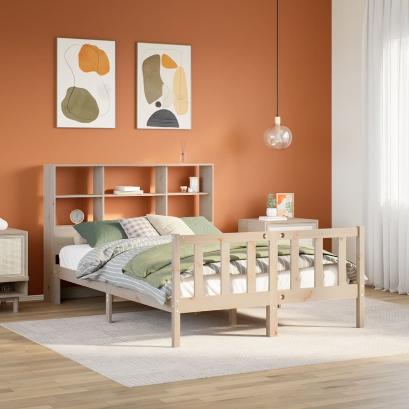 Lit bibliothque sans matelas 135x190 cm bois de pin massif