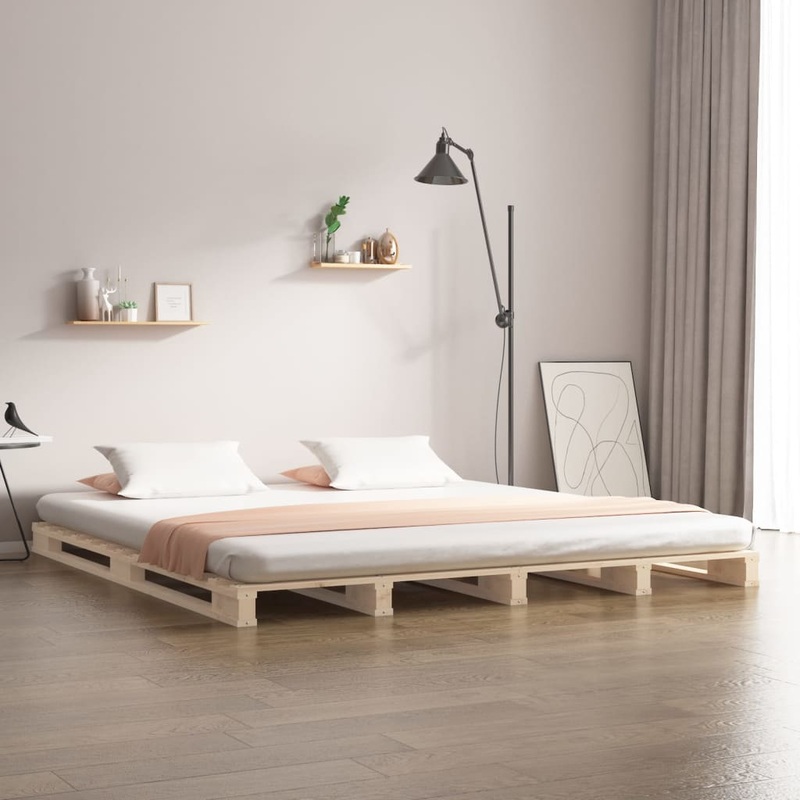 Lit de palette 150x200 cm bois de pin massif trs grand