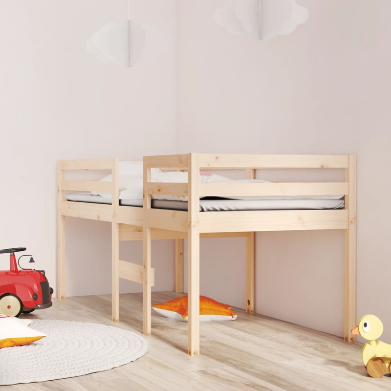 Lit haut sans matelas 90x190 cm bois de pin massif