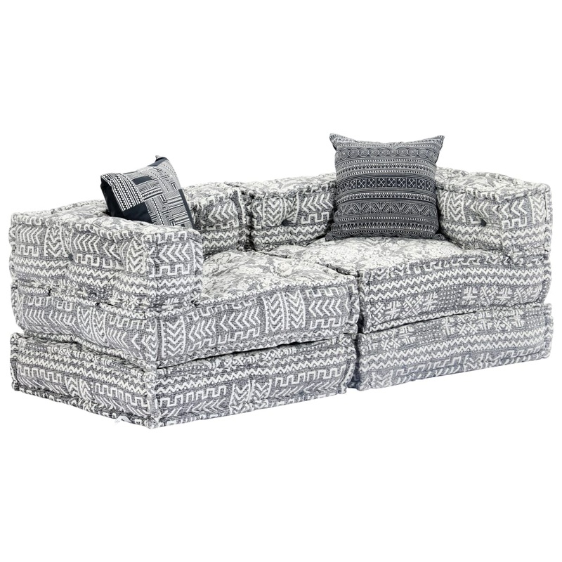 Pouf modulaire  2 places Gris clair Tissu