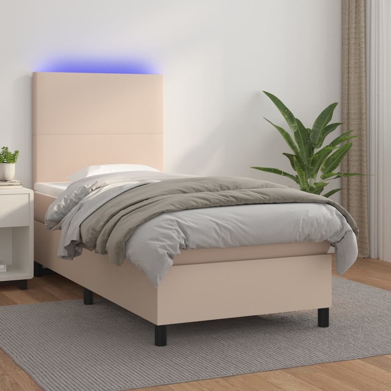 Sommier  lattes de lit avec matelas LED Cappuccino 100x200 cm