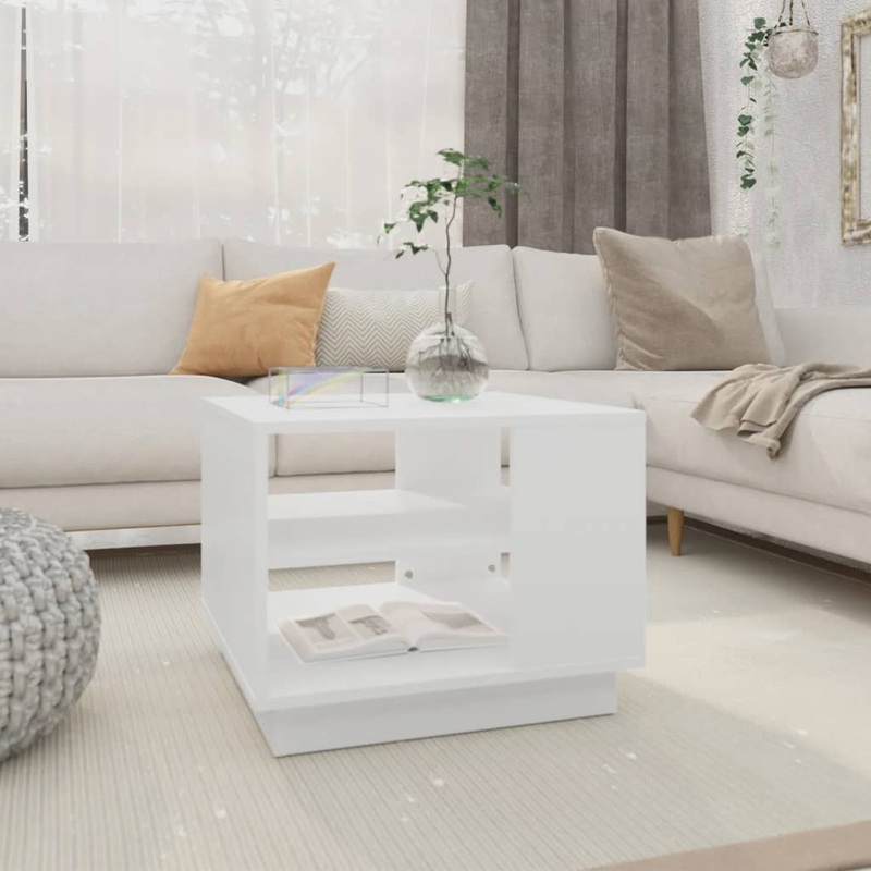 Table basse blanc 55x55x43 cm bois d'ingnierie