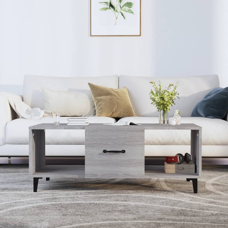 Table basse sonoma gris 102x50x40 cm bois d'ingnierie