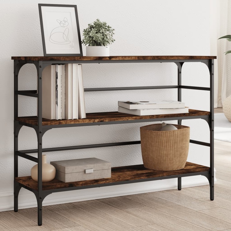 Table console chne fum 100x32x75 cm bois d'ingnierie