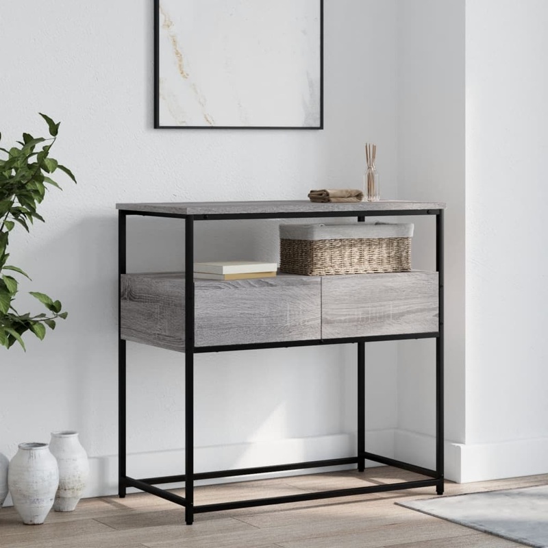 Table console sonoma gris 75x40x75 cm bois d'ingnierie