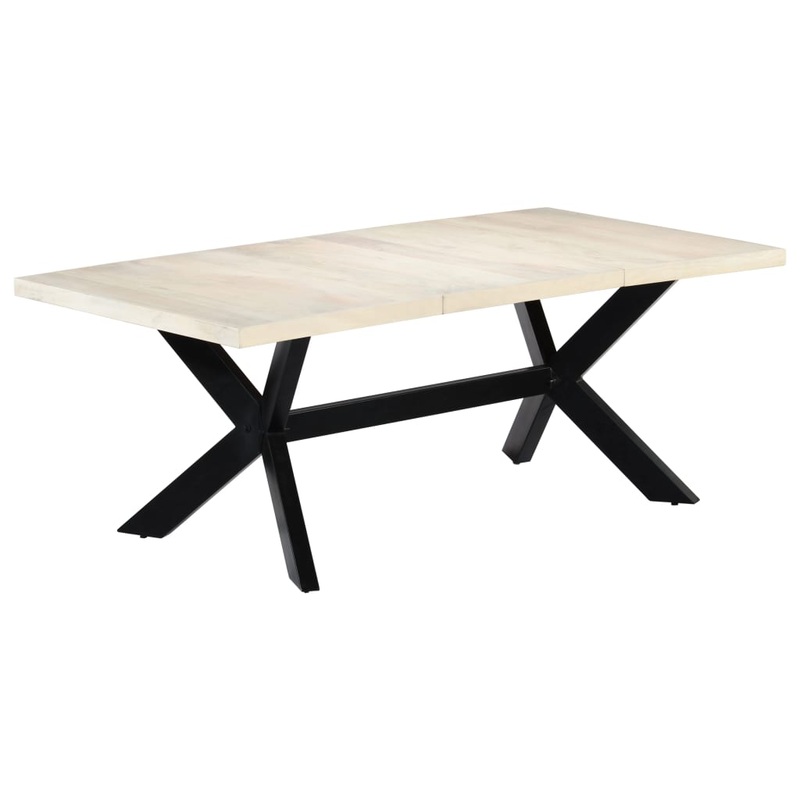 Table de salle  manger Blanc 200x100x75cm Bois manguier massif