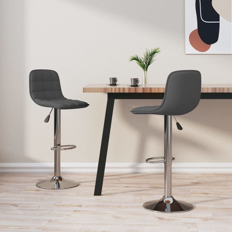Tabourets de bar lot de 2 gris fonc tissu